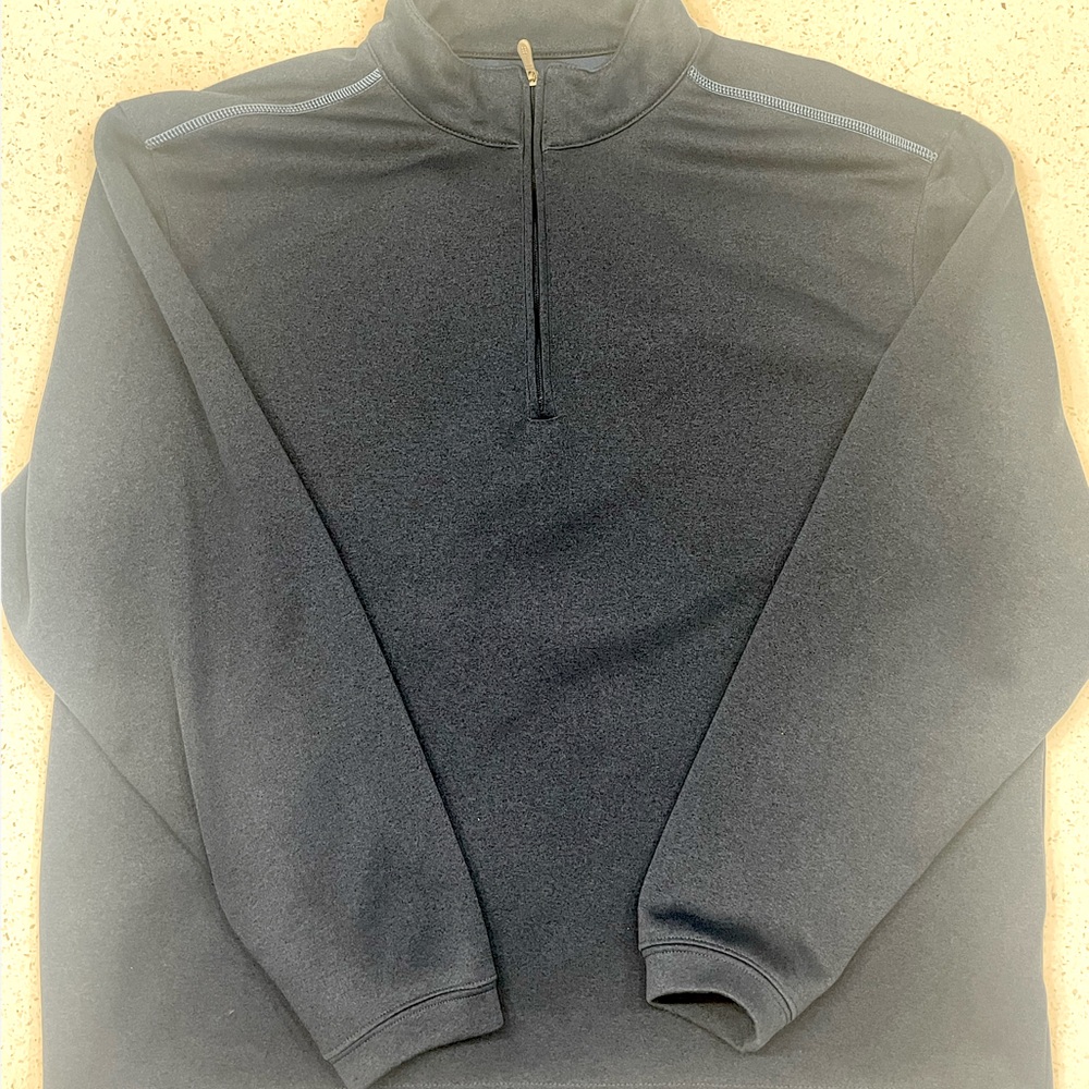 Navy blue half zip pullover sweater by pebble beach performance. Size large.